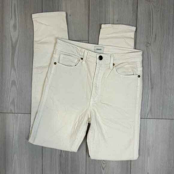Khaite Authentic Solid Bone White Ivory Vanessa High Rise Slim Skinny Jeans 26 - Picture 3 of 12